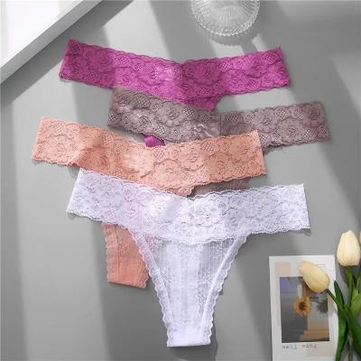 China Women S-XL Antibacterial Lace Up Perspectuve Sexy Floral Women's Underwear Panties Girl Female Underpant Lingerie for sale