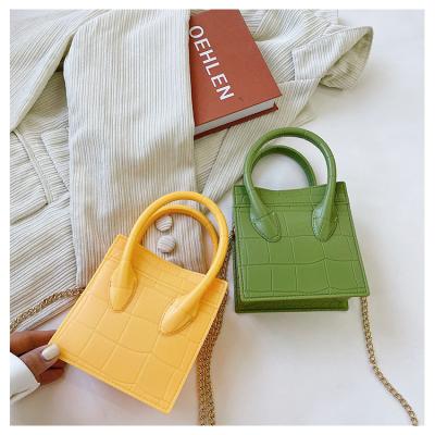 China Mini Size High Quality Women PVC Jelly Bags Portable Jelly Handbag Small Color Candy Bag Lady Square Soft Phone for sale