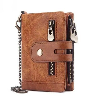 China RFID 100% Genuine Leather Male Purses With Zipper Coin Pocket Customize Logo Men Wallet And Card Holder Wallets Mens Leather for sale