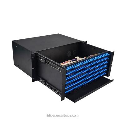 China FTTX 19Inch Rack Mount Type Terminal Box 4U For 144Port SC Slide Patch Panel for sale