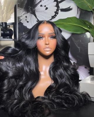 China Lace Front Wig Remy Virgin Full Body Wave Lace Front Wigs Hair Straight Body Weave Hair Wigs For Black Women Transparent DHL DHL for sale