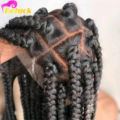 China Full Body Wave Glueless Lace Braid Wig Vendors, HD Transparent Full Lace Braid Wig With Baby Hair, Fake Scalp Hair Wig For Black Women for sale