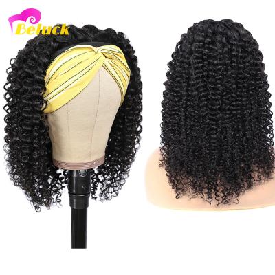 China Silky Straight Afro Virgin Hair Headband Bob Wig Factory Price Human Hair Kinky Curly Wigs With Headband Full Machine Remy Brazilian Wig for sale