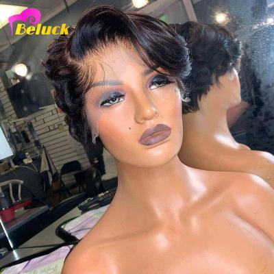 China Silky Straight Wave Qingdao Pixie Short JoJo Straight Custom Closure Wig, Cuticle Aligned Pre-Plucked With Baby Hair Remy Human Hair Closure Wigs for sale