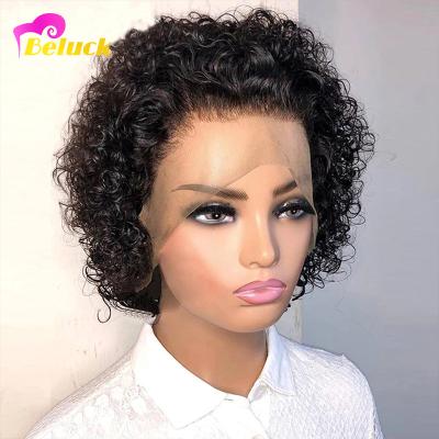 China Silky Straight Wave 13x4 Bleached Knots Pre Plucked Side Part Hair Wig Jerry Curly Short Pixie Cut 4X4 Lace Closure Wig For Black Women for sale