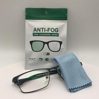 China New OEM Sustainable Reusable 200-500 Time 6-24 Hours Microfiber Anti-Fog Nano Cloth Ready Wet Eyeglass for sale