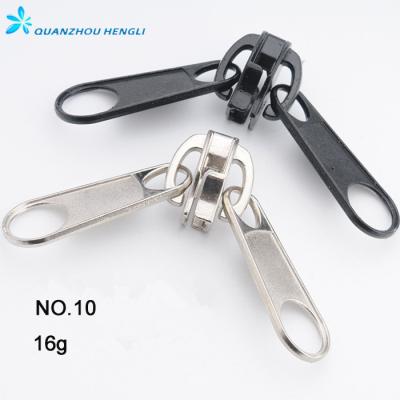 China Nickel Free No.10 Heavy Duty Two Side Zipper Slider , Double Sided Metal Puller / Double Pull Zipper Slider for sale