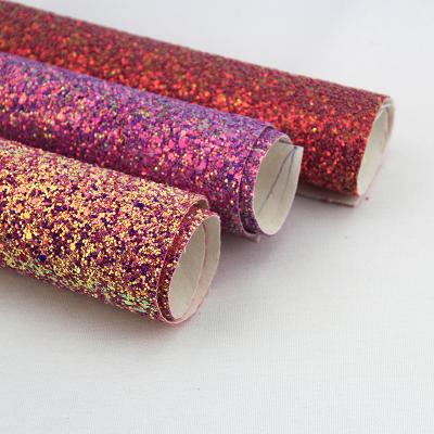 China 2019 Chunky Polyester Net PU Leather Metallic Glitter Fabric Abrasion-Resistant For Christmas for sale