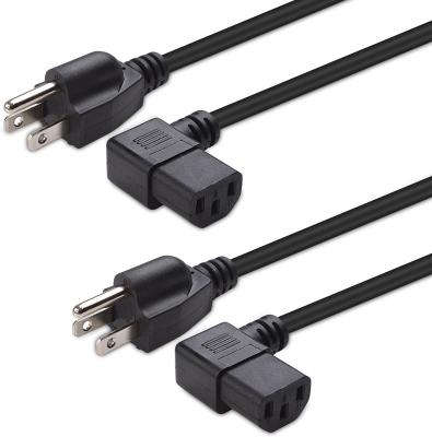 China A.W.G. Right Angle Power Cord 2-Pack 16 COMPUTER (power cable) 6 feet (NEMA 5-15P to angled IEC C13) for sale