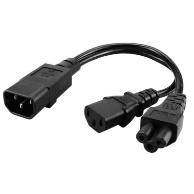 China Home Appliance IEC 320 C14 3 Pin Male To C5 Female + To C13 Female Power Adapter Cable , Y Type Splitter Power Cord for sale