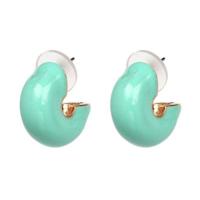 China BOHEMIA Fashion Trendy Mini C Circle Drop Earrings Candy Oil Color Chic Cute Girls Stud Earrings C for sale