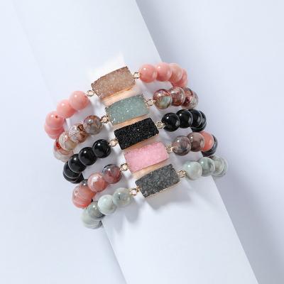 China CLASSIC fashion colorful natural stone resin bracelet quartz gemstone beaded bracelets for sale