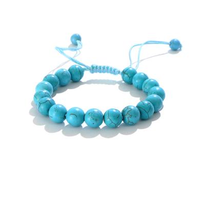 China CLASSIC 8mm Natural Gemstone Bracelets Healing Beads Bracelets Stone Turquoise With Rope Knot For Women Jewelry for sale