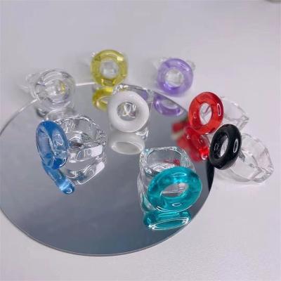 China Creative Transparent Acrylic Rings Donuts Summer Newcomers Statistical Institute Jewelry Women FASHIONABLE CHIC Resin Accessories for sale