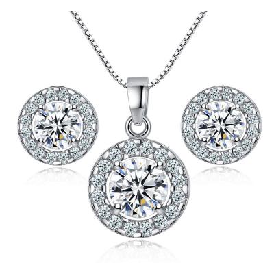 China Trendy Fashion Women Accessories Jewelry Sets Cubic CZ Jewelry Sets Diamond Necklace Earrings Sets Bling Luxury Zircon Clear for sale