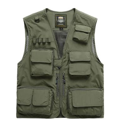 China Multi Pockets Cargo Anti-Shrink Fisherman Vest Cartoon Logo Waistcoat for Fishing Journalist Hiking Photography Camping Safari Vest Men for sale