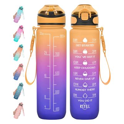 China Custom Logo Water Bottle Cup For Sports 32oz Summer Plastic Viable Colorful Leakproof Plastic Water Bottle Direct Drinking Outdoor Sports for sale