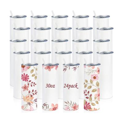 China Wholesale Sublimation 20oz Sustainable White Straight Water Bottle Blanks Skinny Tumbler Bottles With Straw for sale