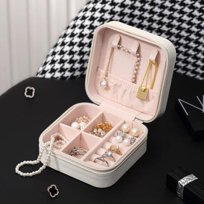 China Amazon Women Girls Luxury Organizer Earring Ear Earring PU Leather Portable Jewelry Box Packaging Gift Boxes Bag for sale