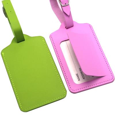 China Trend Women's Bag PU Leather Luggage Tags Airplane Tag Luggage Tourist Boarding Pass Anti Loss Fashion Color Check In Tag for sale