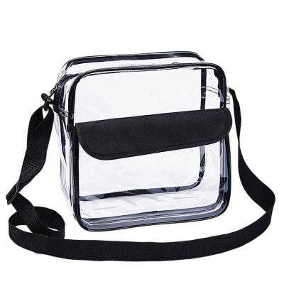 China Fashion Clear PVC Cross - Body Messenger Shoulder Bag With Adjustable Strap Stage Approved Transparent Purse for sale