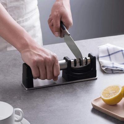 China Viable Amazon Kitchen Knife Sharpener Knife Sharpener Stainless Steel Multifunctional Knife Sharpener New for sale