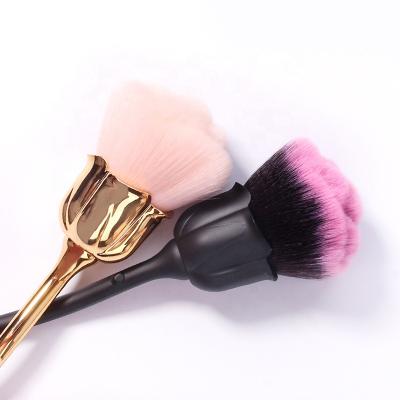 China Easy Apply Nail Dust Brush Pink Roses Nail Art Cleaning Brush Blush Powder Sweep Multifunctional Beauty Tool for sale