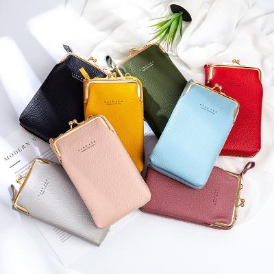 China New style high quality men's one-shoulder women's handbag cross-body 2-layer mobile wallet, suitable for Iphone 11 12 pro max for sale