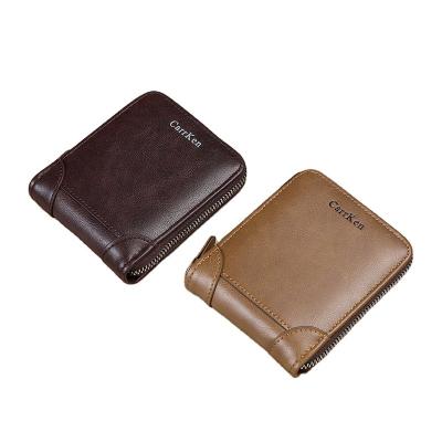 China High Quality Men's Credit Card Holders and Card Holders Horizontal Multi-Card Position Retro Window Style Multi-Function ID Triple Zipper Bag for sale