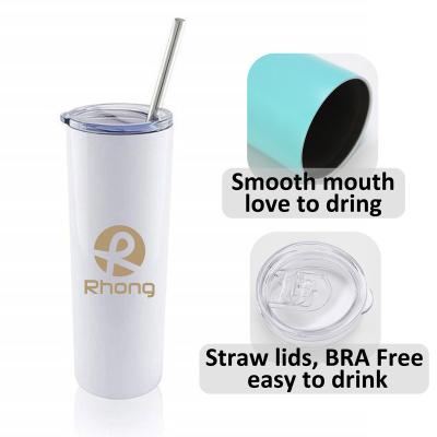 China Sublimation Workable Blank Double Wall Insulated Stainless Steel Lean Tumbler Blank Straight Blank With Lid Straw For DIY for sale