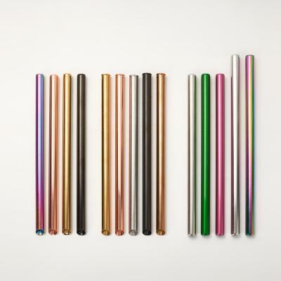 China Amazon Sustainable Success 12mm Metal Stainless Steel Food Grade Bubble Tea Reusable Drinking Straw for sale