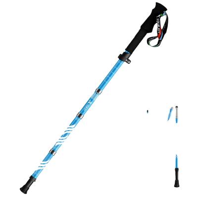 China Trekking Rubber Outdoor Pole Folding Luminous Carbon Fiber External Lock Handle Straight Walking Stick for sale