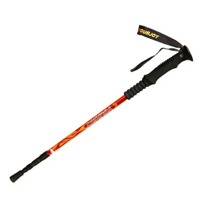 China Aluminum Alloy Outdoor Telescopic Straight Handle Pole DIY Trekking Mountaineering Adult Walking Stick for sale