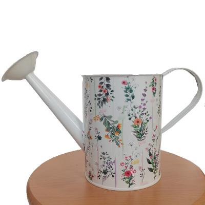 China Garden Watering Hot Sale Garden Metal Watering Can Flower Printed Watering Pot for sale