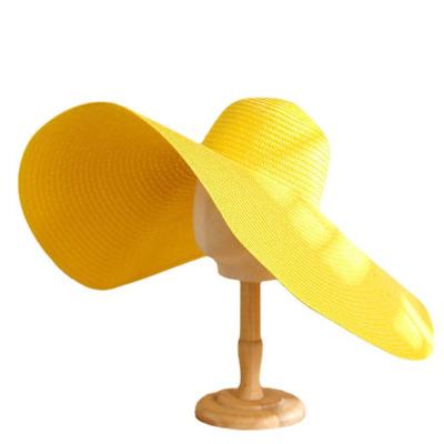 China Wholesale Summer Striped Women's Leisure Sunshade Hat Fashion Dome Vacation Beach Oversized Folding Straw Hats Large for sale