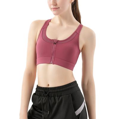 China 2021 Breathable New Design Zipper Sports Bra Top Fitness High Quality Elasticity Breathable Yoga Tops Wholesale Custom Workout Gym Bra for sale