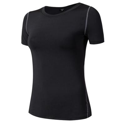 China Breathable Women's Tight Sleeve Exercise Fitness Yoga Short Sweat Sweat T-shirt Quick Dry Clothes for sale