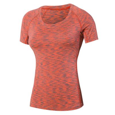 China Breathable Ladies Exercise Fitness Yoga Shaping Tight Stretch Camouflage Quick Dry Short Sleeve T-Shirt for sale