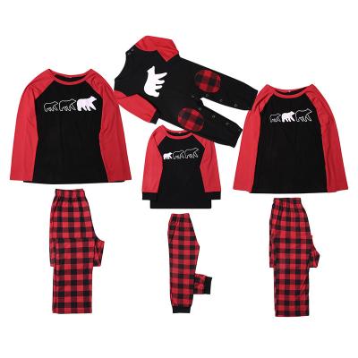 China Lovely QUICK DRY Christmas Family Clothes Pattern Printed Tops With Plaid Pants 2pcs Sets Soft Family Matching Clothes Wholesale for sale