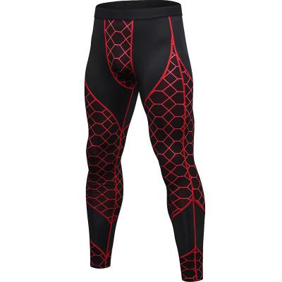 China QUICK DRY men's fitness pants printed splice sports running sweat quick dry elastic top exercising tight pants high quality custom logo for sale