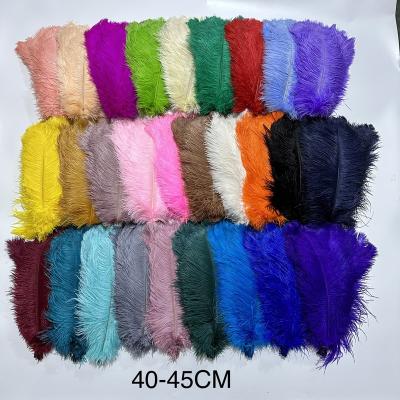 China Decorations Bulk Wedding Flower Stands White Craft 40-45CM Large Dyed Color Ostrich Feather for Wall Art Wedding Carnival Decor for sale