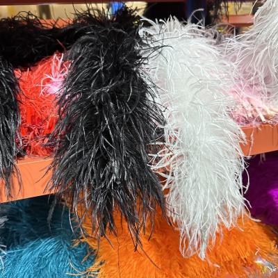 China Feather Handcraft 10-15CM Factory Direct Sell Cheap Colorful Curly 6 Ply Fluffy Ostrich Ruff Feather Boa For Costume Decoration for sale