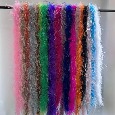 China Feather Handcraft 2m Wholesale Multi-Colored Fluffy Turkey Short Feather Boas For Decoration And Carnival Costumes for sale