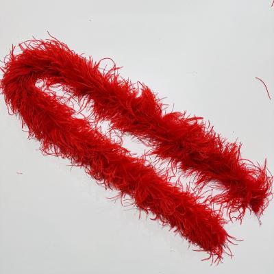 China Feather Handcraft 2m red Wholesale Dance Formal Wedding Party 5 Ply Fluffy Colorful Feather Boa Turkey Ostrich Feather Boas Products for sale