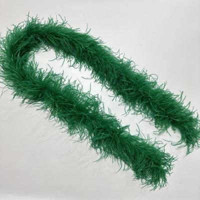 China Feather Handcraft 2m Grass green Wholesale Dance Formal Wedding Party 5 Ply Fluffy Colorful Feather Boa Turkey Ostrich Feather Boas Products for sale