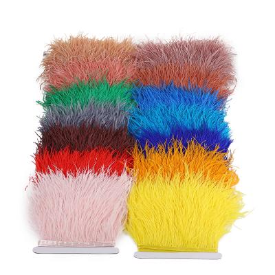 China Feather Handcraft Wholesale 10-15cm Natural Ostrich Feather Trim Fringe For Clothes Accessories Trimming for sale