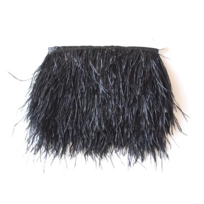 China Feather Handcraft Wholesale 8-10cm Natural Ostrich Feather Trim Fringe For Clothes Accessories Trimming for sale