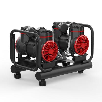 China 2L 1450W*2 Piston 8 Bar Electric Silent Air 2L 1450W*2 2 Tank Oil Free Compressor 220v for sale