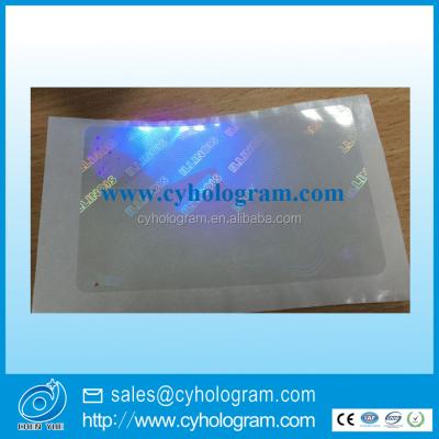 China Micro safe anti-counterfeit technology with transparent stickers hologram identification overlay for sale