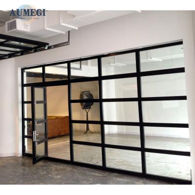 China Waterproof Aumegi Low-E Glass  European Garage Doors Garage Door Aluminum Commercial Garage Door for sale